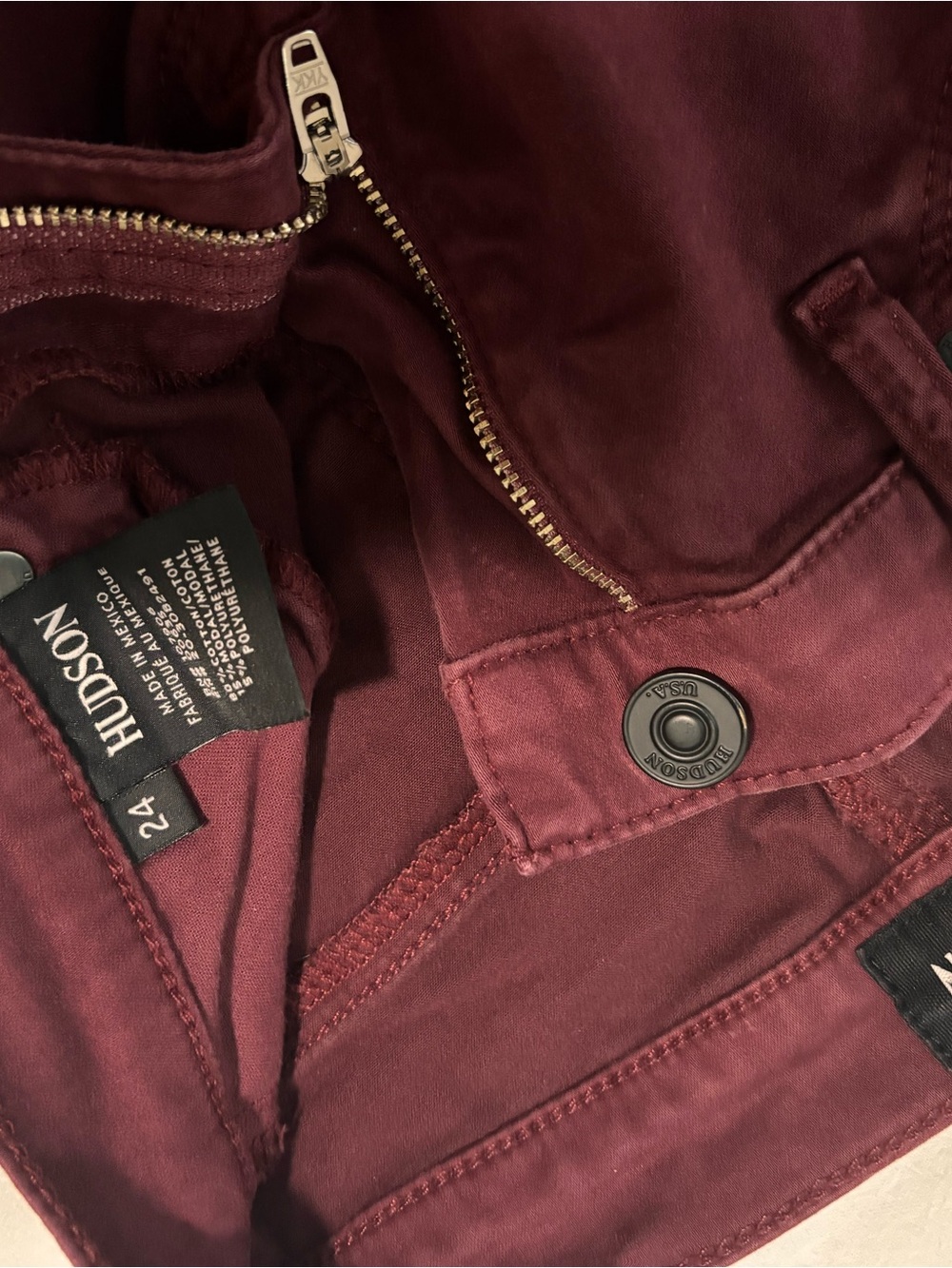 HUDSON Burgundy Jeans with Gold Hardware